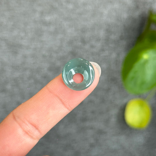 Natural Water Green Jadeite Jade  Moon Donut Charm
