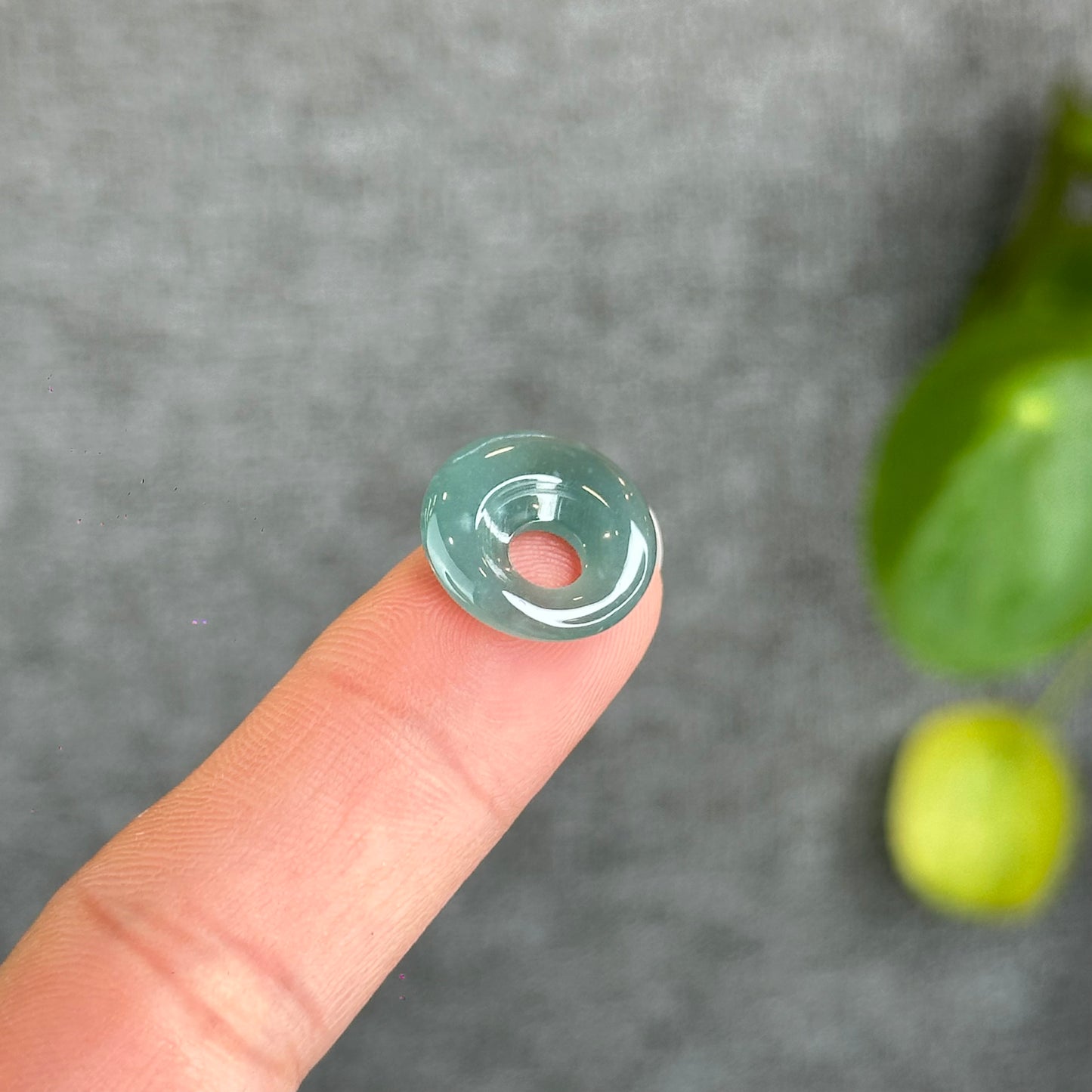 Natural Water Green Jadeite Jade  Moon Donut Charm