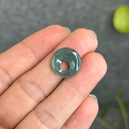 Natural Water Green Jadeite Jade  Moon Donut Charm