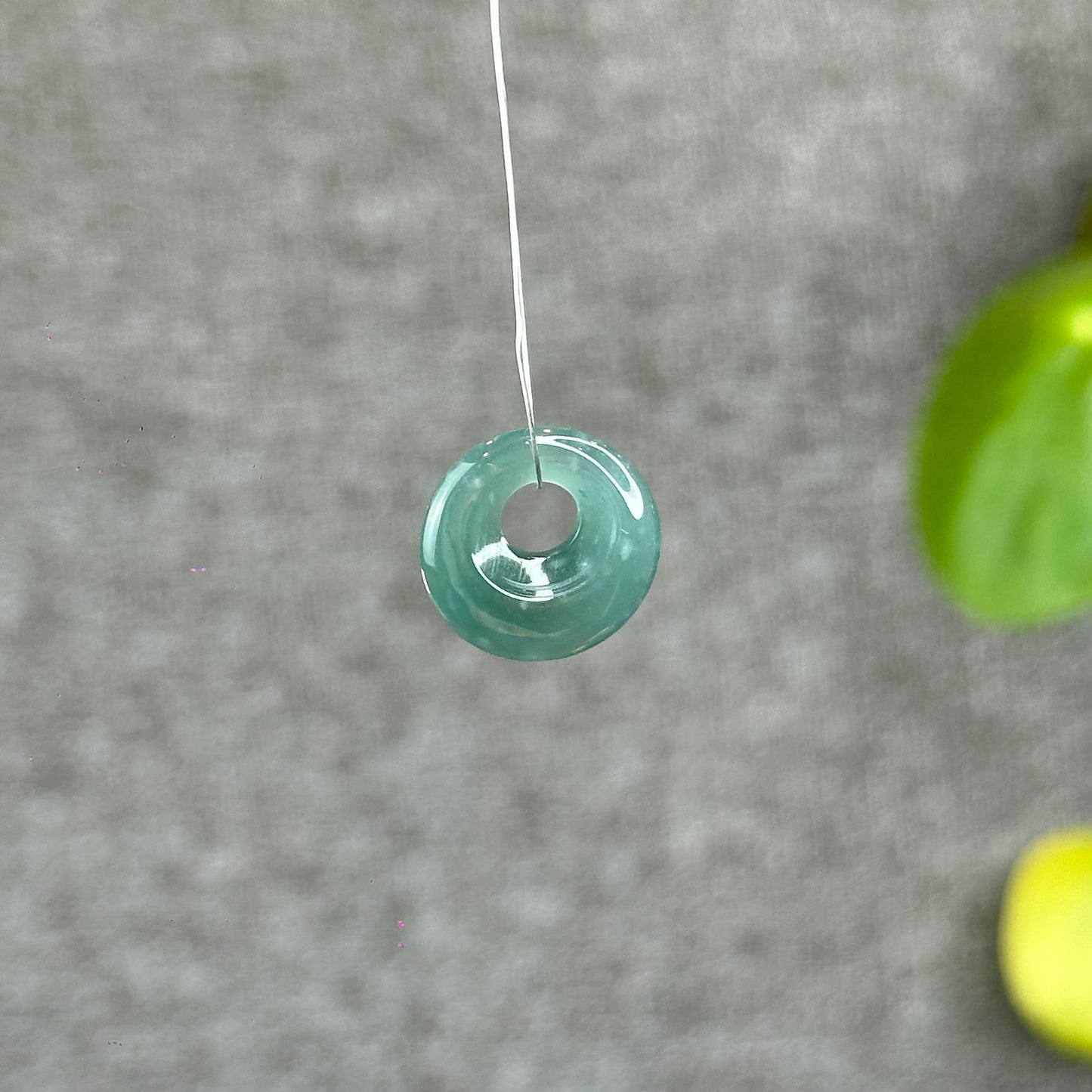 Natural Water Green Jadeite Jade  Moon Donut Charm