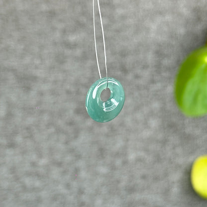 Natural Water Green Jadeite Jade  Moon Donut Charm
