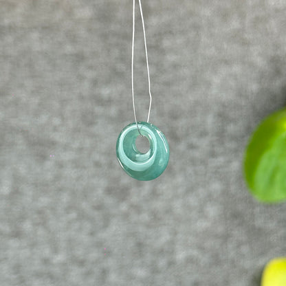 Natural Water Green Jadeite Jade  Moon Donut Charm