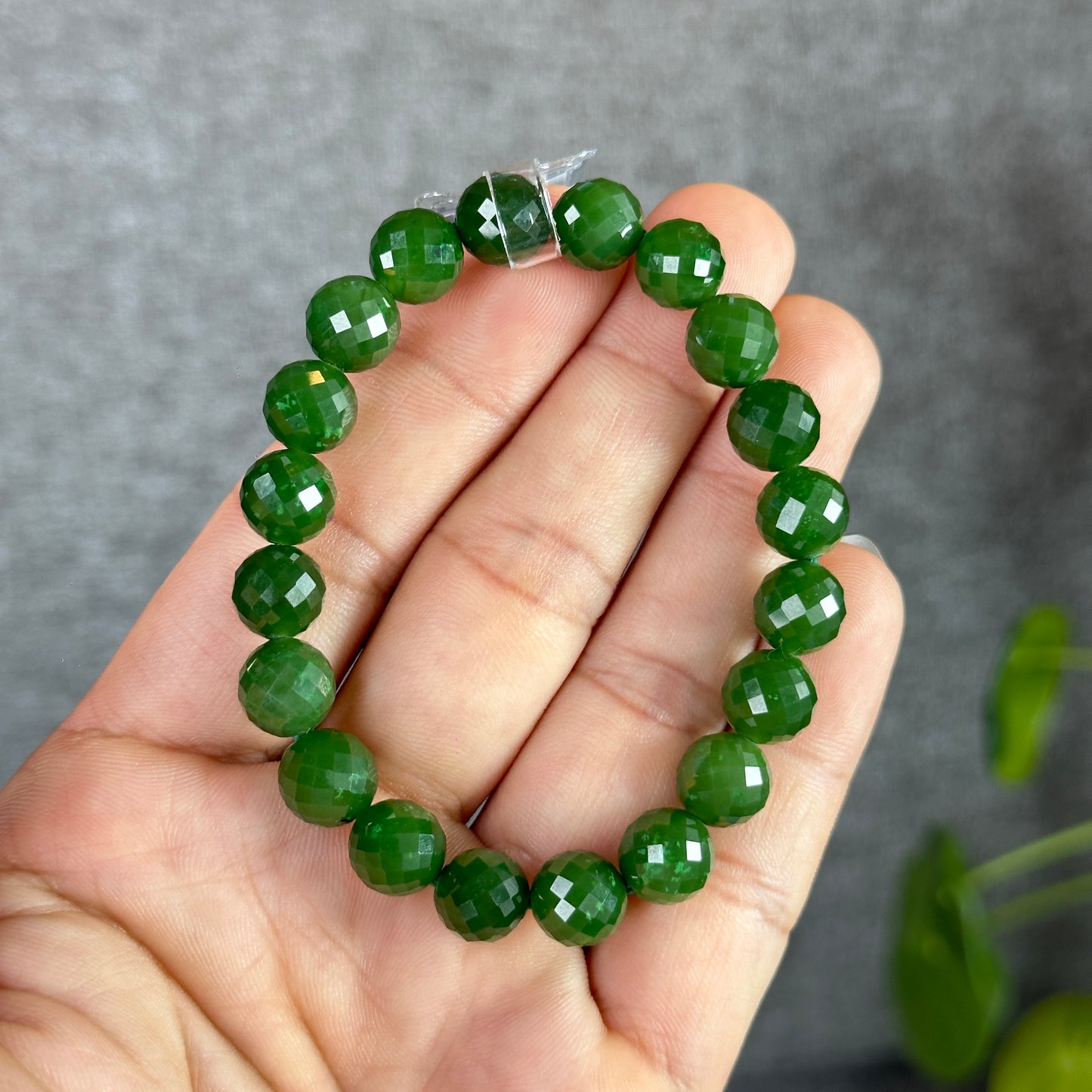 Faceted Nephrite Jade VIP Bracelet Size 9 mm