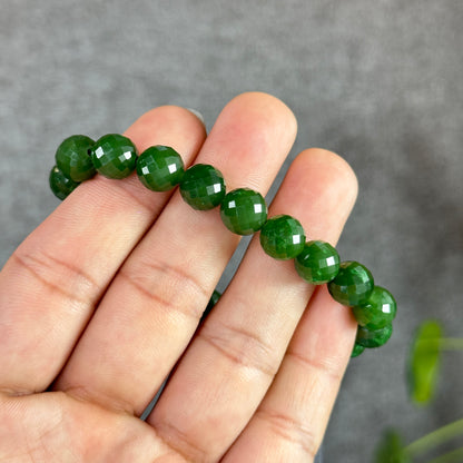 Faceted Nephrite Jade VIP Bracelet Size 9 mm