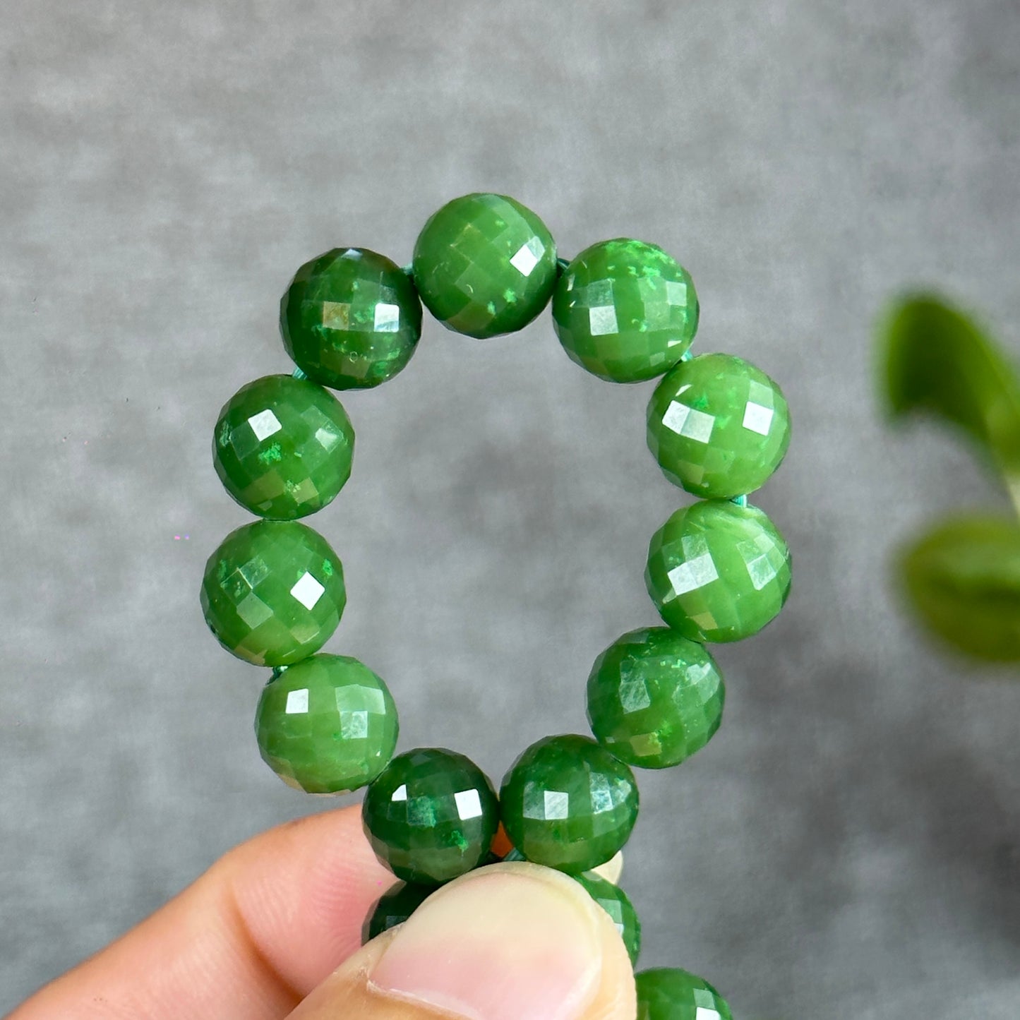 Faceted Nephrite Jade VIP Bracelet Size 9 mm