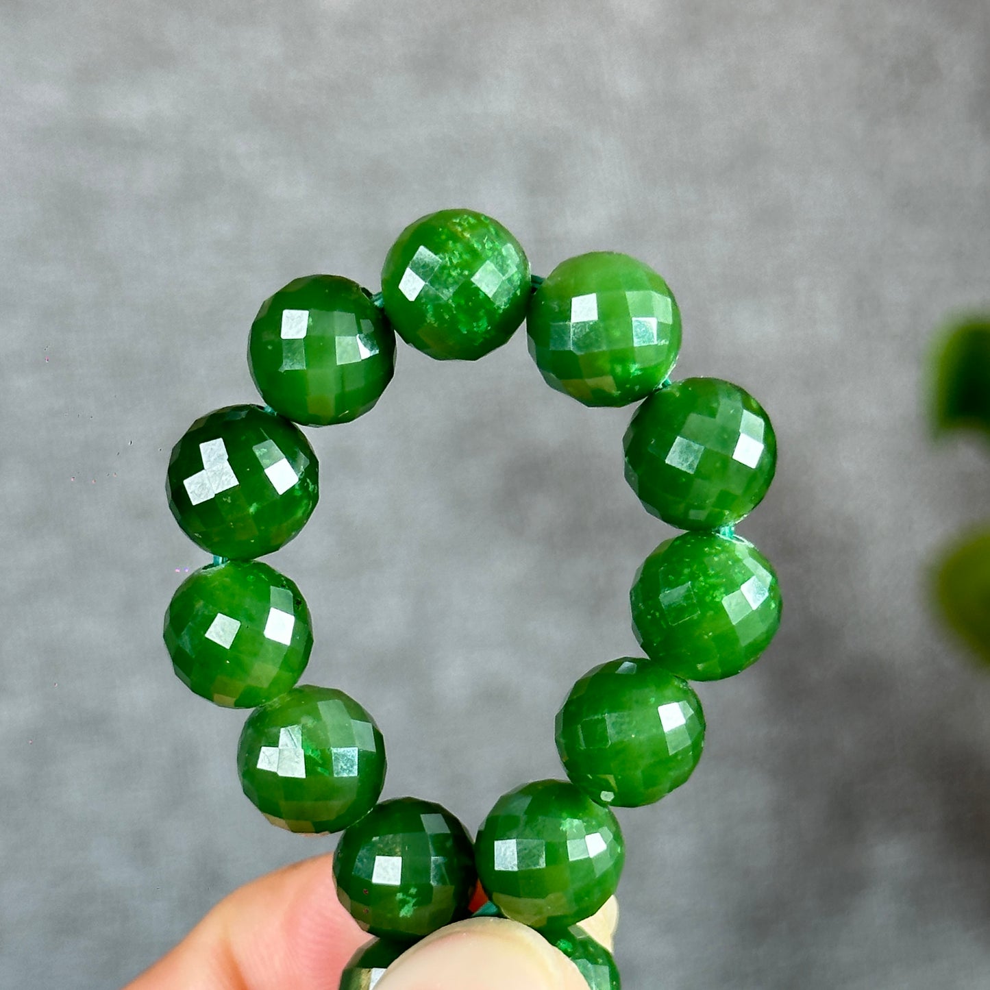 Faceted Nephrite Jade VIP Bracelet Size 9 mm