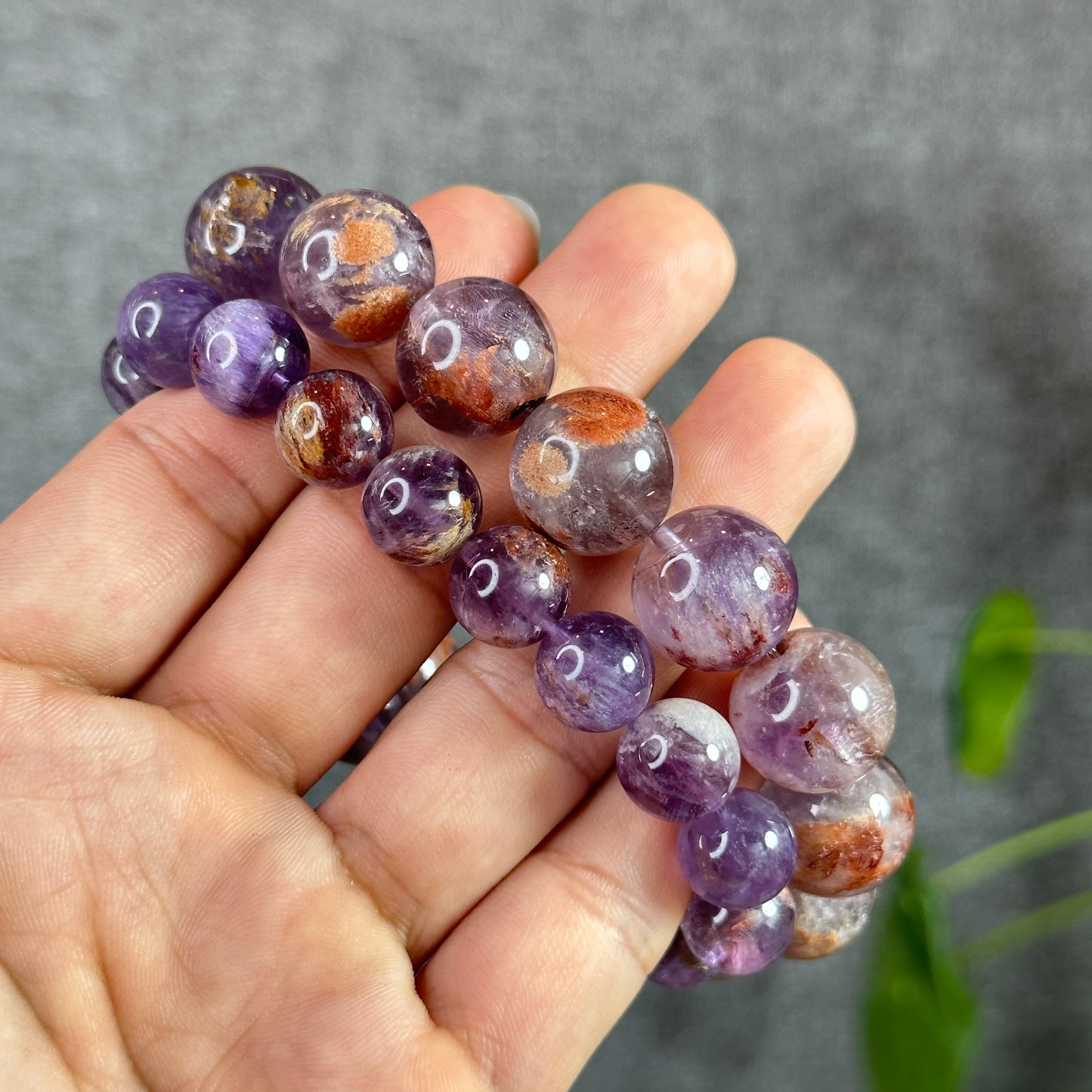 Amethyst Cacoxenite Bracelet Size 15 mm