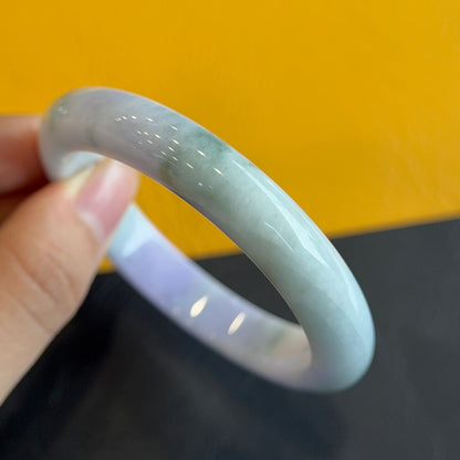 Purple Ivory Natural Jadeite Jade Bangle Leaf Style Size 53.5 mm