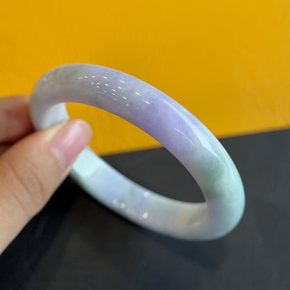 Purple Ivory Natural Jadeite Jade Bangle Leaf Style Size 53.5 mm