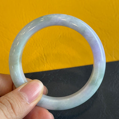 Purple Ivory Natural Jadeite Jade Bangle Leaf Style Size 53.5 mm