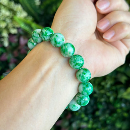 Bright Apple Green Natural Jadeite Jade Bracelet Type A Size 12.5 mm