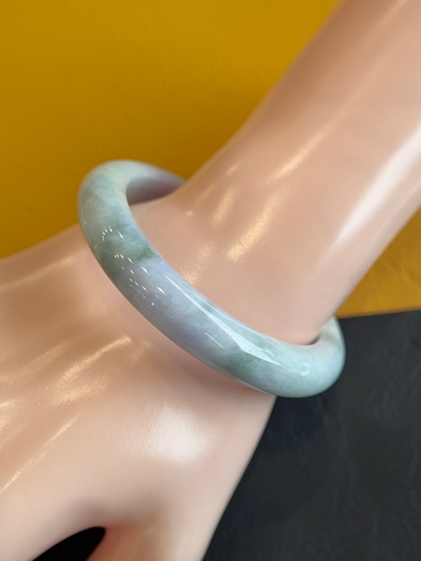 Purple Ivory Natural Jadeite Jade Bangle Leaf Style Size 53.5 mm