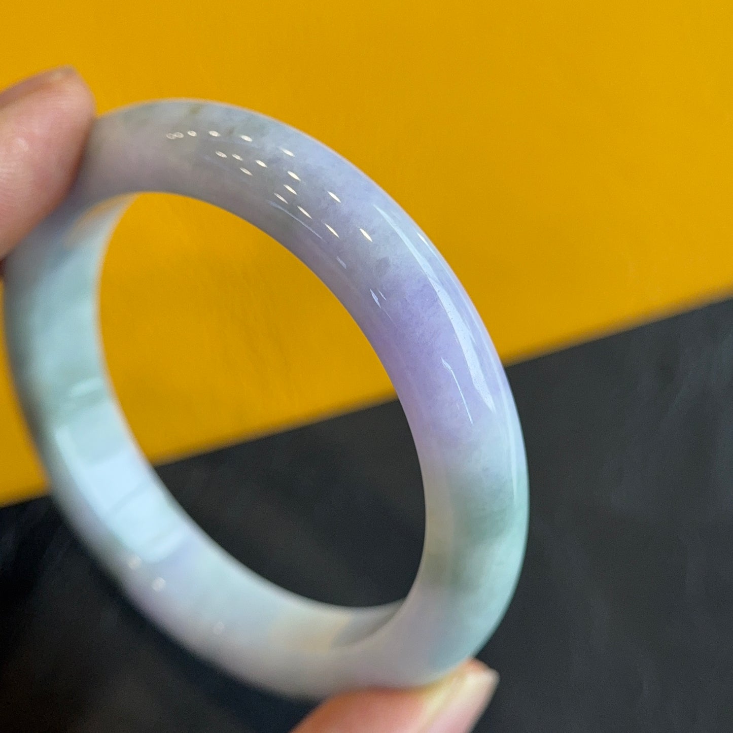 Purple Ivory Natural Jadeite Jade Bangle Leaf Style Size 53.5 mm