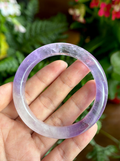 Natural Amethsyt Banlge Leaf Style Size 56.5 mm