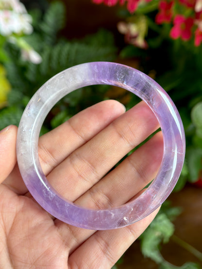 Natural Amethsyt Banlge Leaf Style Size 56.5 mm