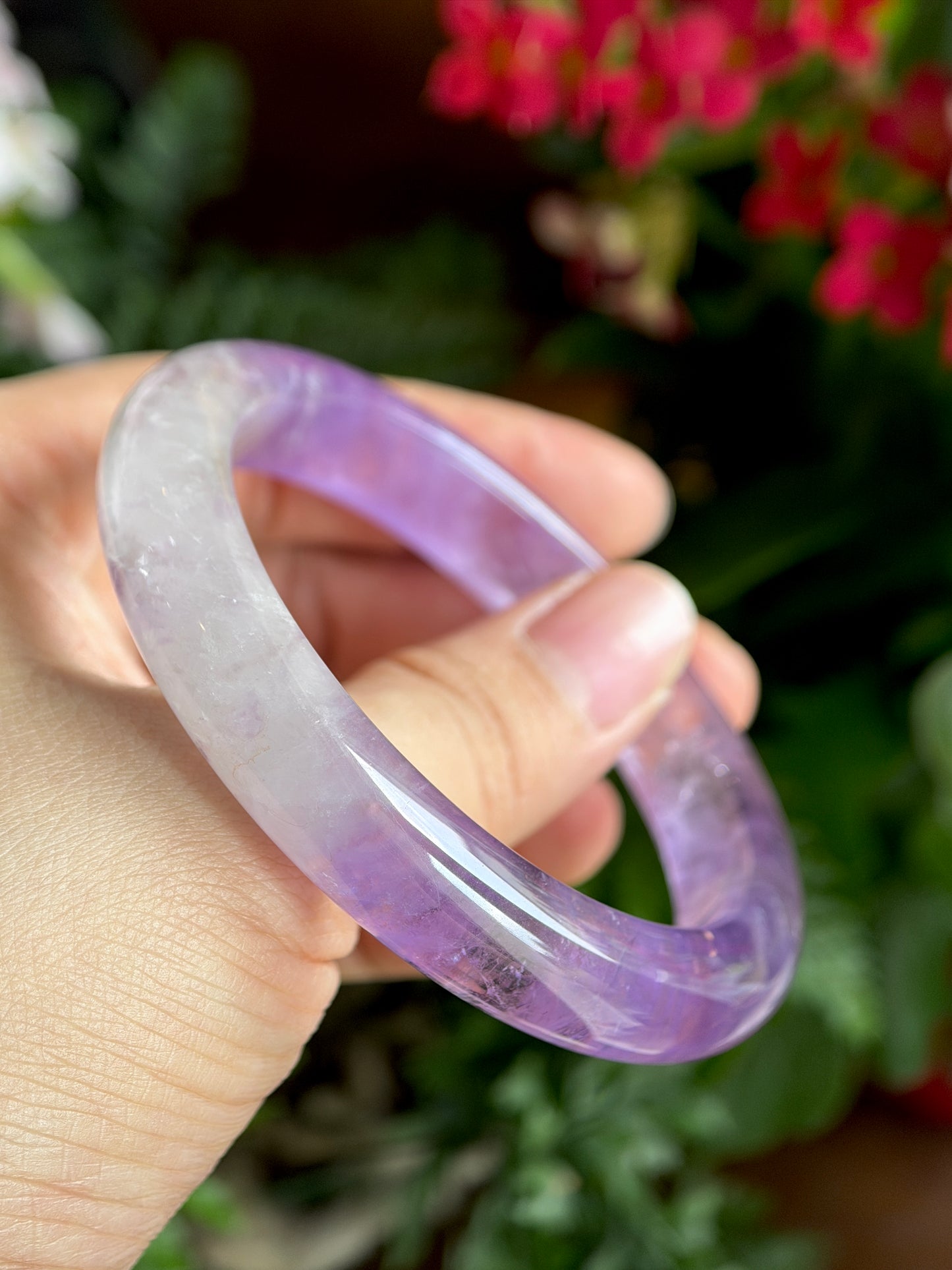 Natural Amethsyt Banlge Leaf Style Size 56.5 mm