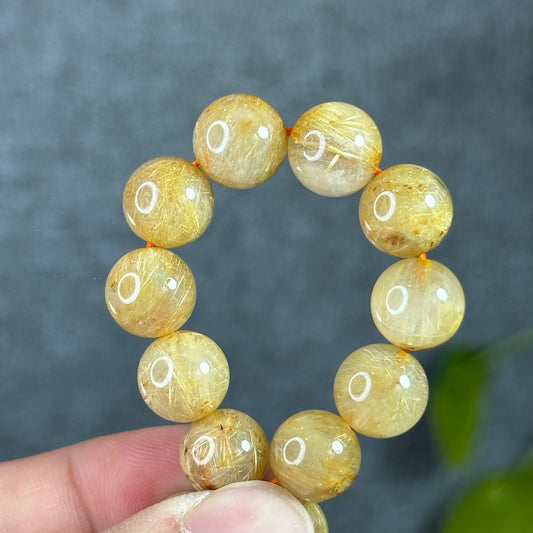 Natural Golden Rutilated Quartz Bracelet Size 10.5 mm