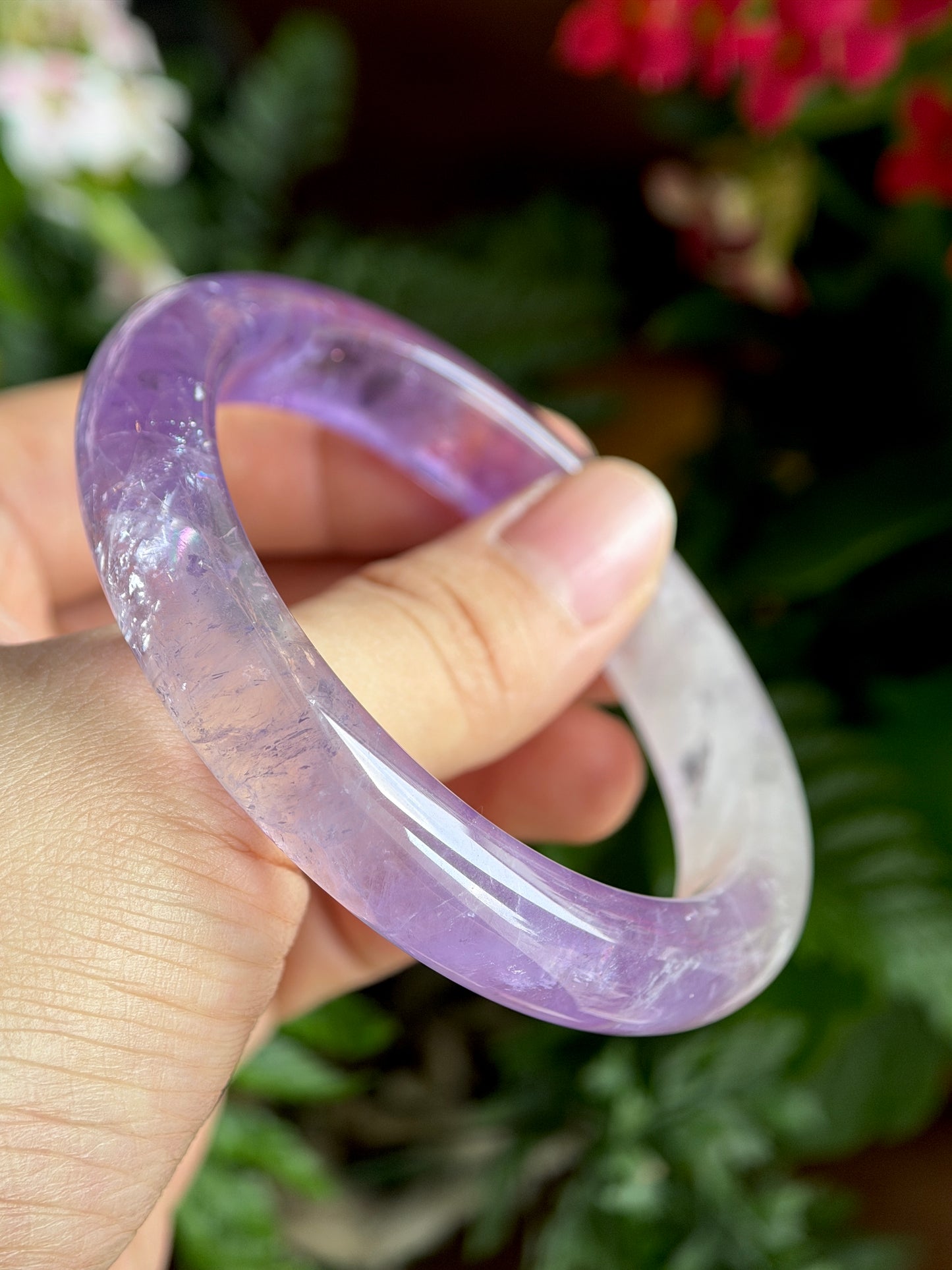Natural Amethsyt Banlge Leaf Style Size 56.5 mm