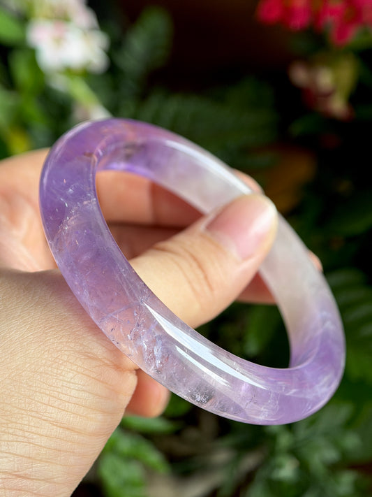 Natural Amethsyt Banlge Leaf Style Size 56.5 mm