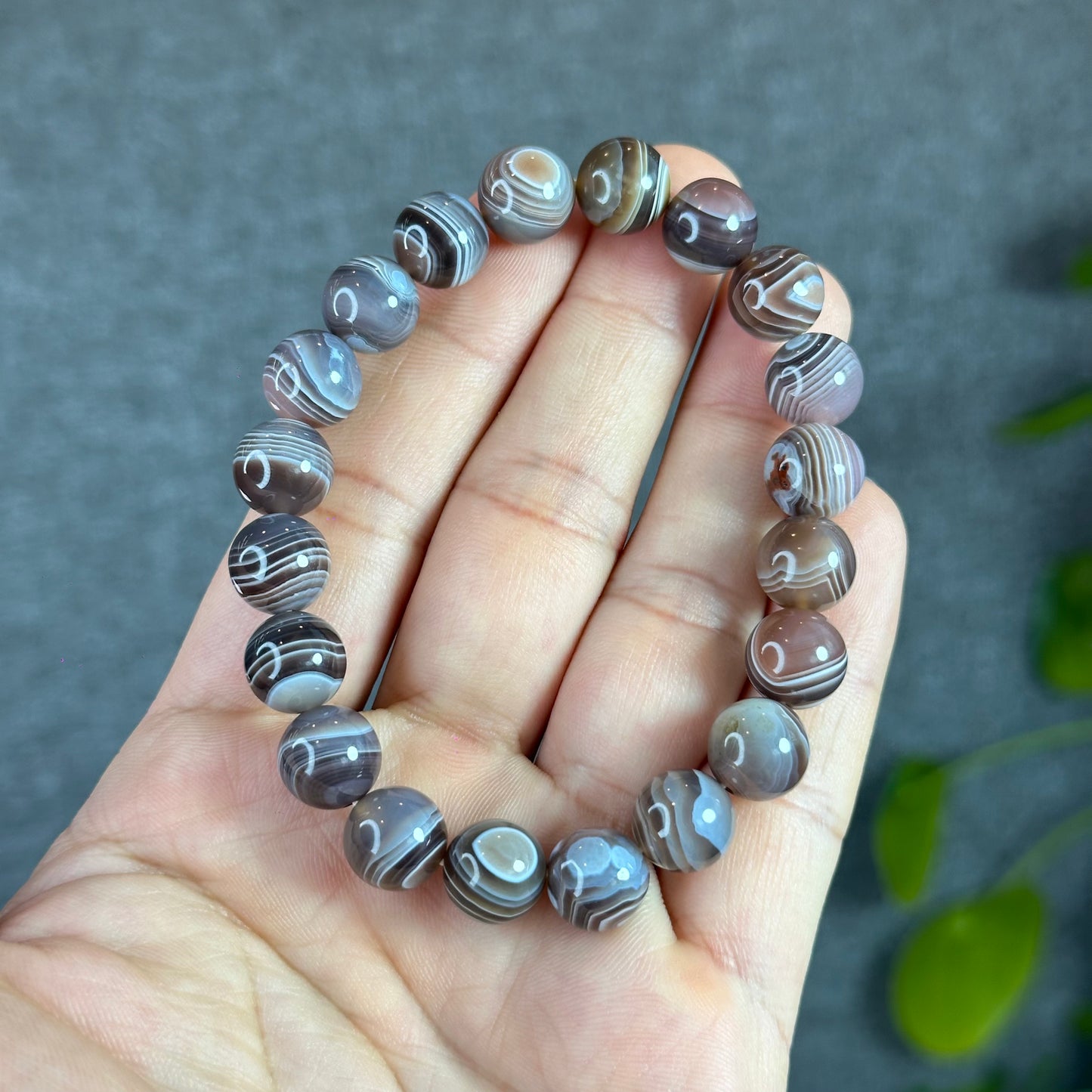 Natural Botswana Agate Bracelet Size 10.2 mm