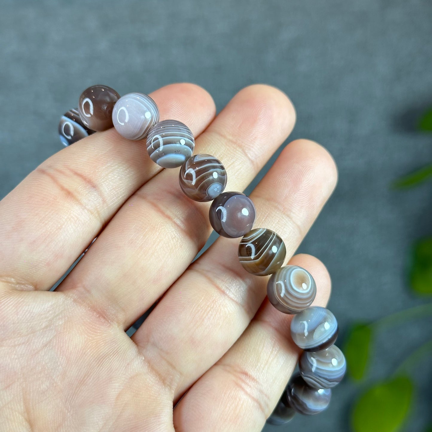 Natural Botswana Agate Bracelet Size 10.2 mm