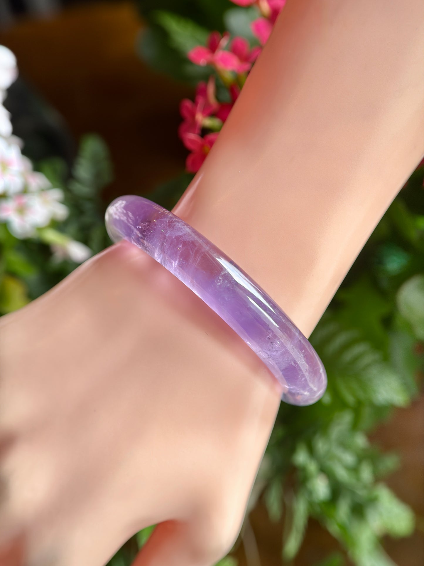 Natural Amethsyt Banlge Leaf Style Size 56.5 mm