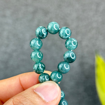 Natural Water Green Jadeite Jade Mixed with Ho Ly Bracelet Size 8 mm