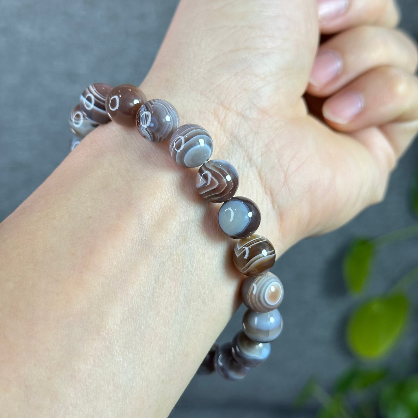 Natural Botswana Agate Bracelet Size 10.2 mm