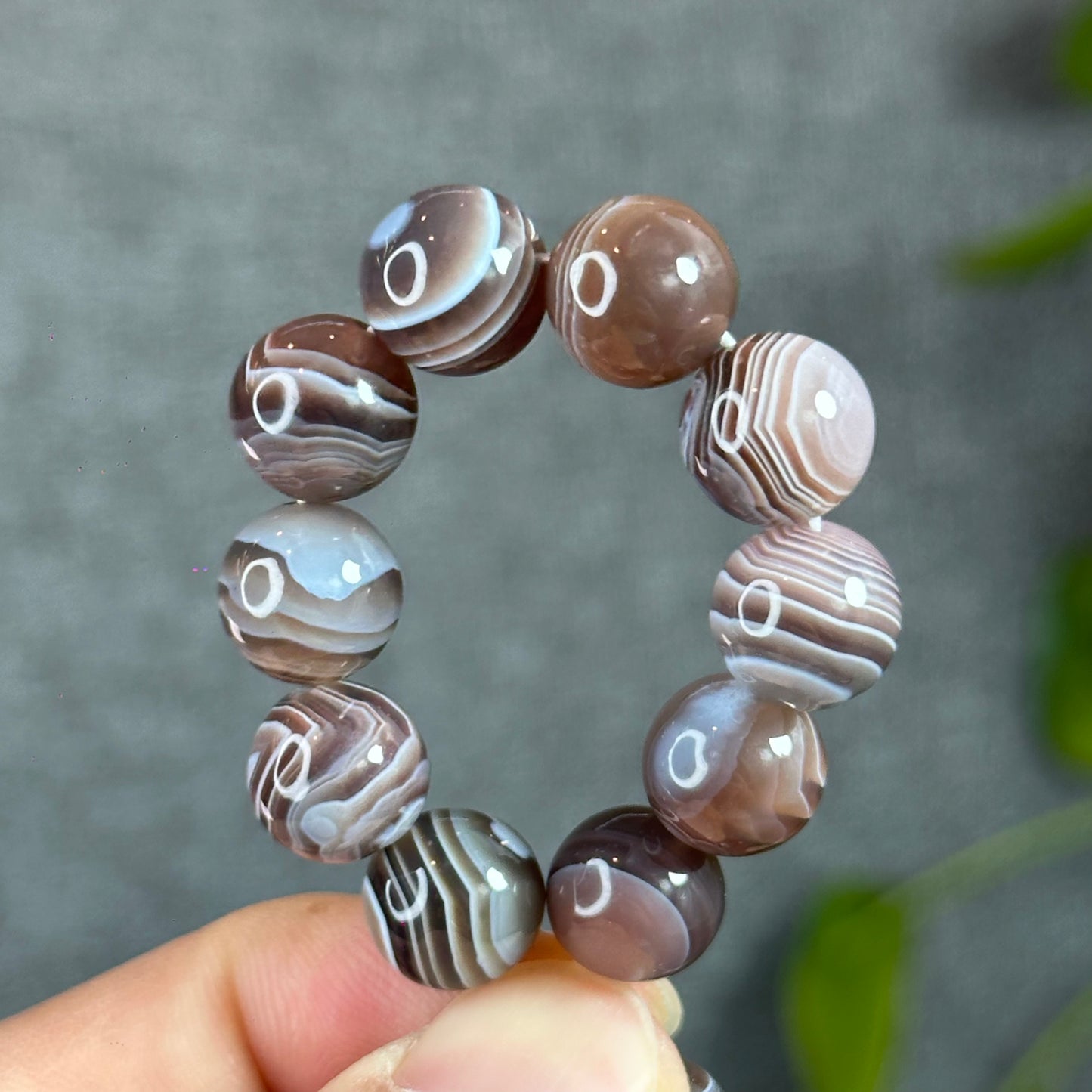 Natural Botswana Agate Bracelet Size 10.2 mm