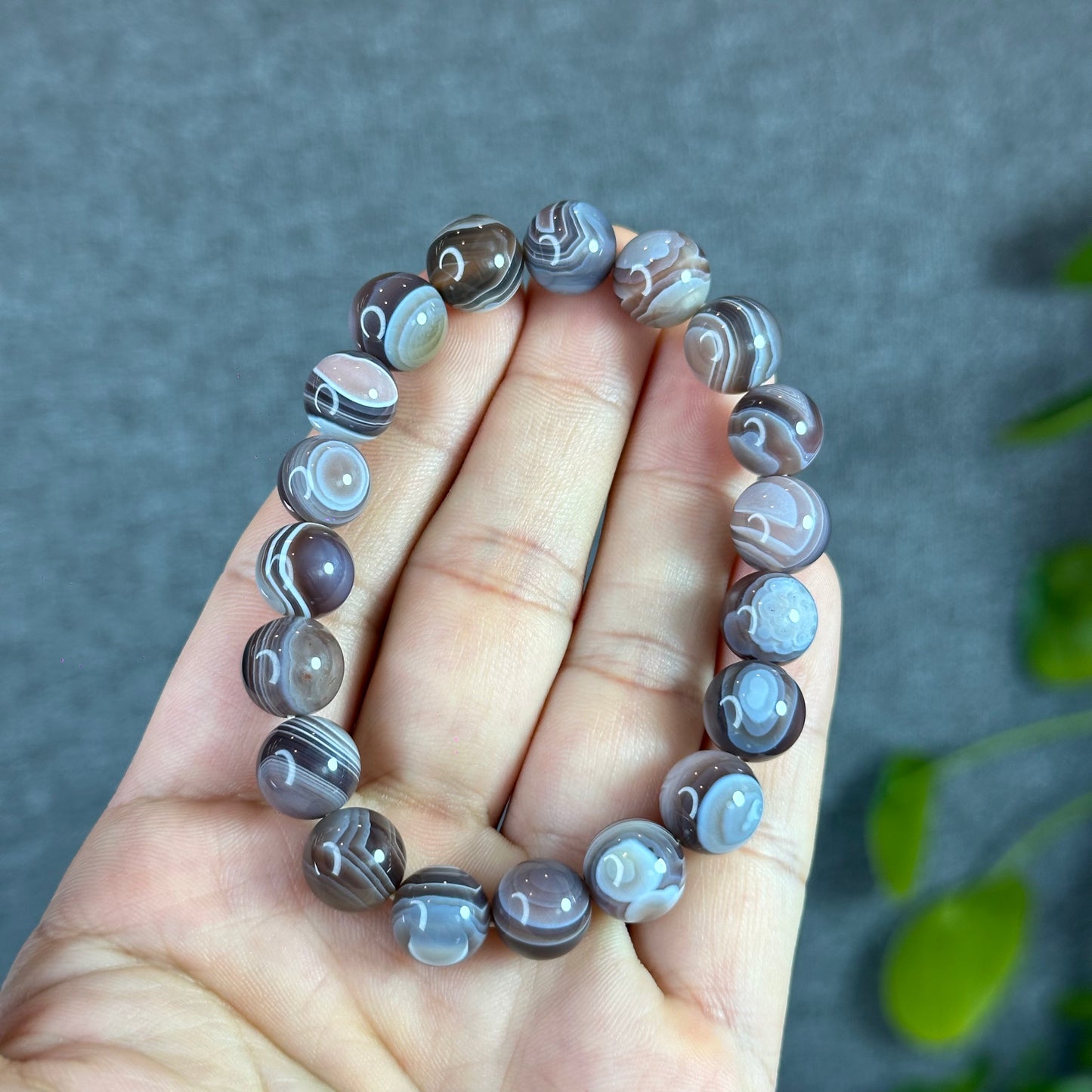 Natural Botswana Agate Bracelet Size 10.2 mm