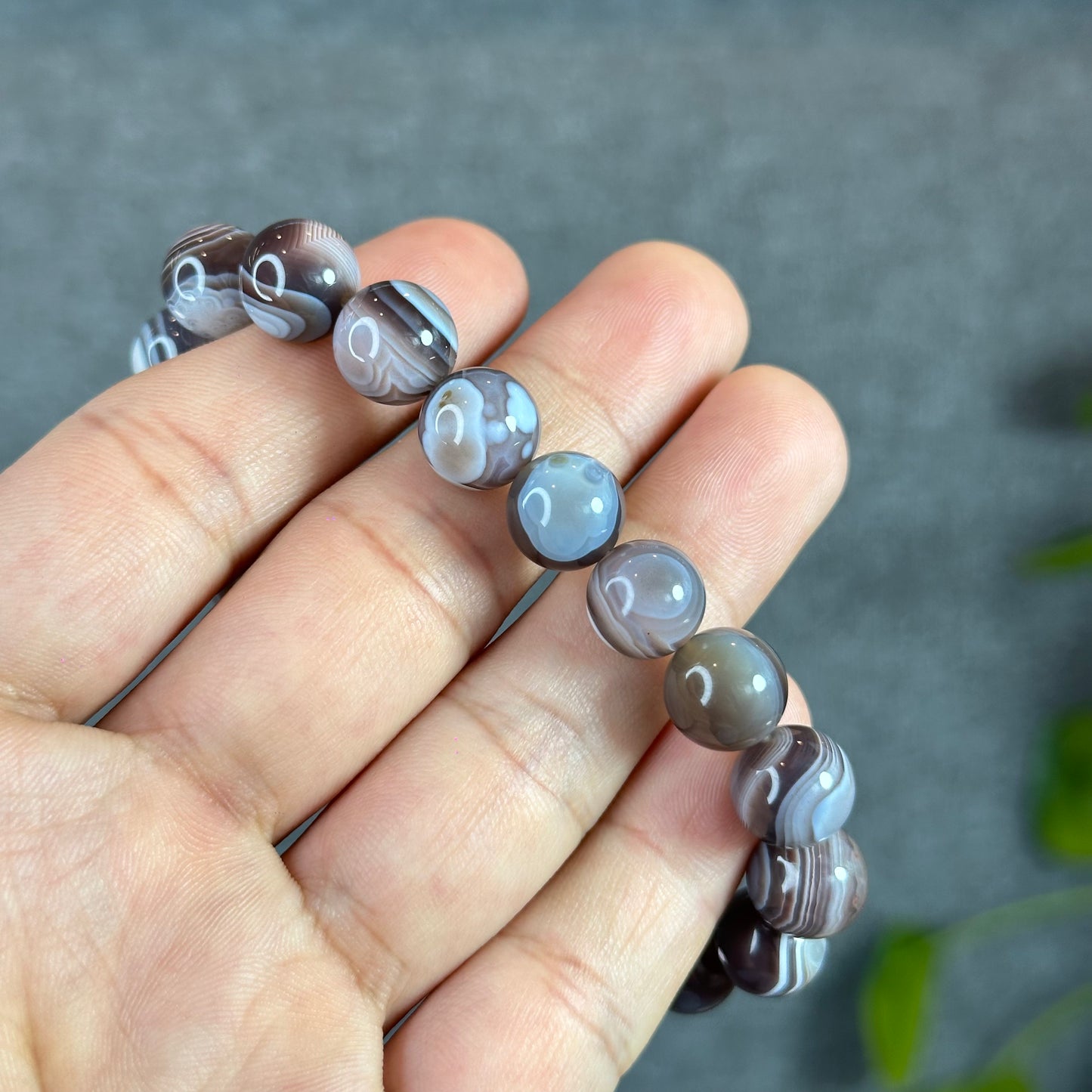 Natural Botswana Agate Bracelet Size 10.2 mm