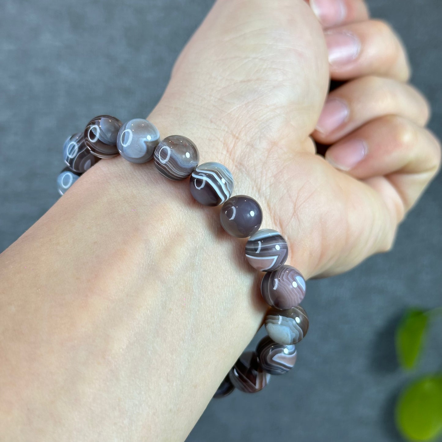 Natural Botswana Agate Bracelet Size 10.2 mm