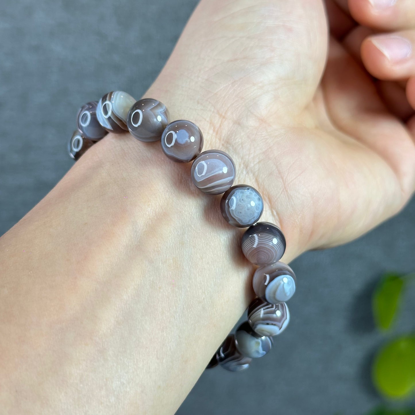 Natural Botswana Agate Bracelet Size 10.2 mm