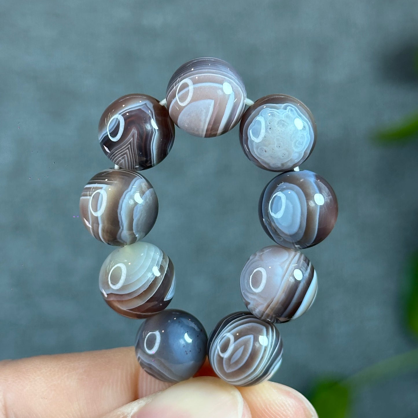Natural Botswana Agate Bracelet Size 10.2 mm
