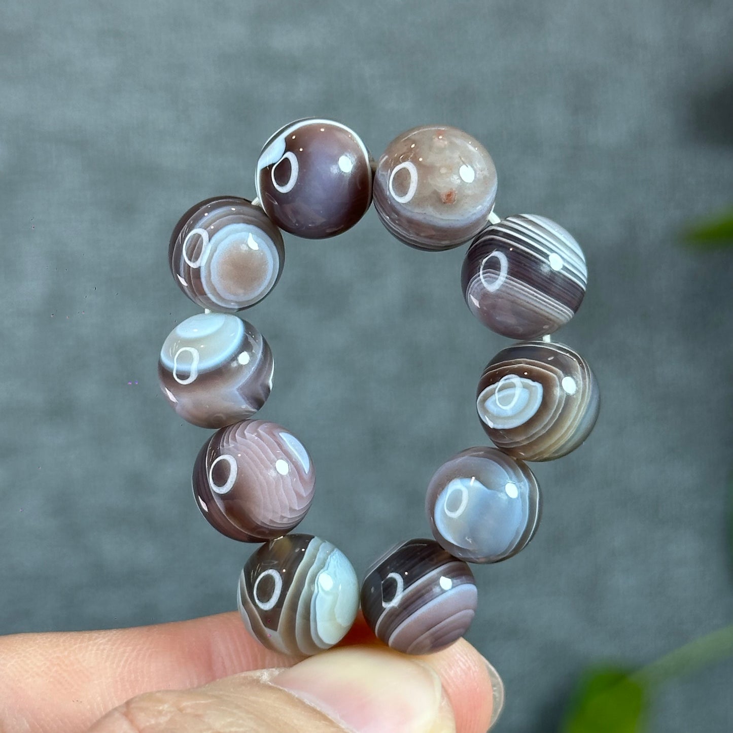 Natural Botswana Agate Bracelet Size 10.2 mm
