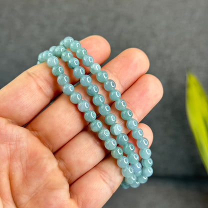 Natural Water Green Jadeite Jade Necklace mixed with Garnet and Happy Buddha Jadeite Jade Beads Size 6 mm