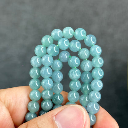 Natural Water Green Jadeite Jade Necklace mixed with Garnet and Happy Buddha Jadeite Jade Beads Size 6 mm