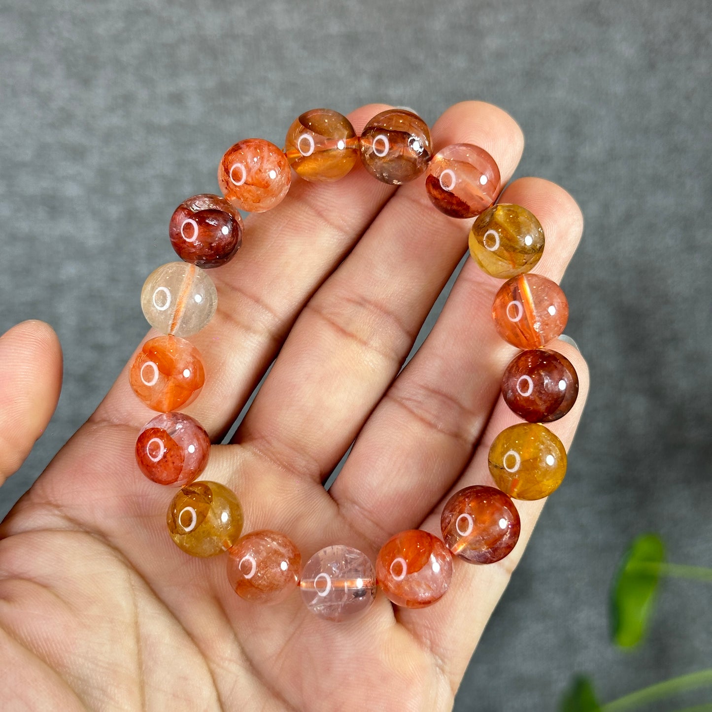 Fire Quartz with Golden Healer Bracelet Size 12 mm