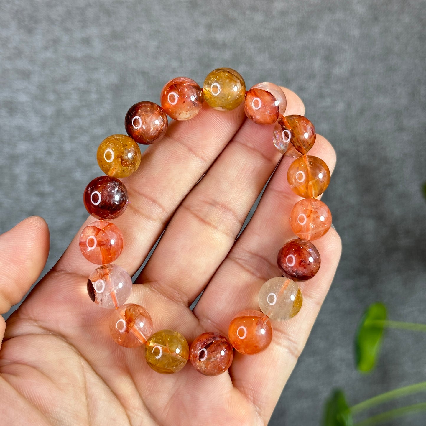 Fire Quartz with Golden Healer Bracelet Size 12 mm