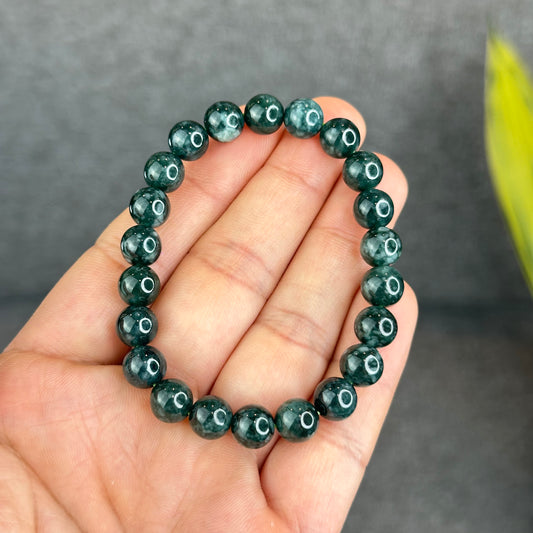Natural Dark Water Green Jadeite Jade Bracelet Size 8.2 mm