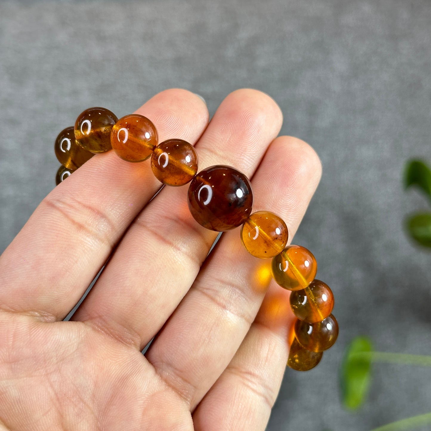 Natural Dominican Blue Flash Amber Bracelet Mix Bead 10.5 mm and 15 mm