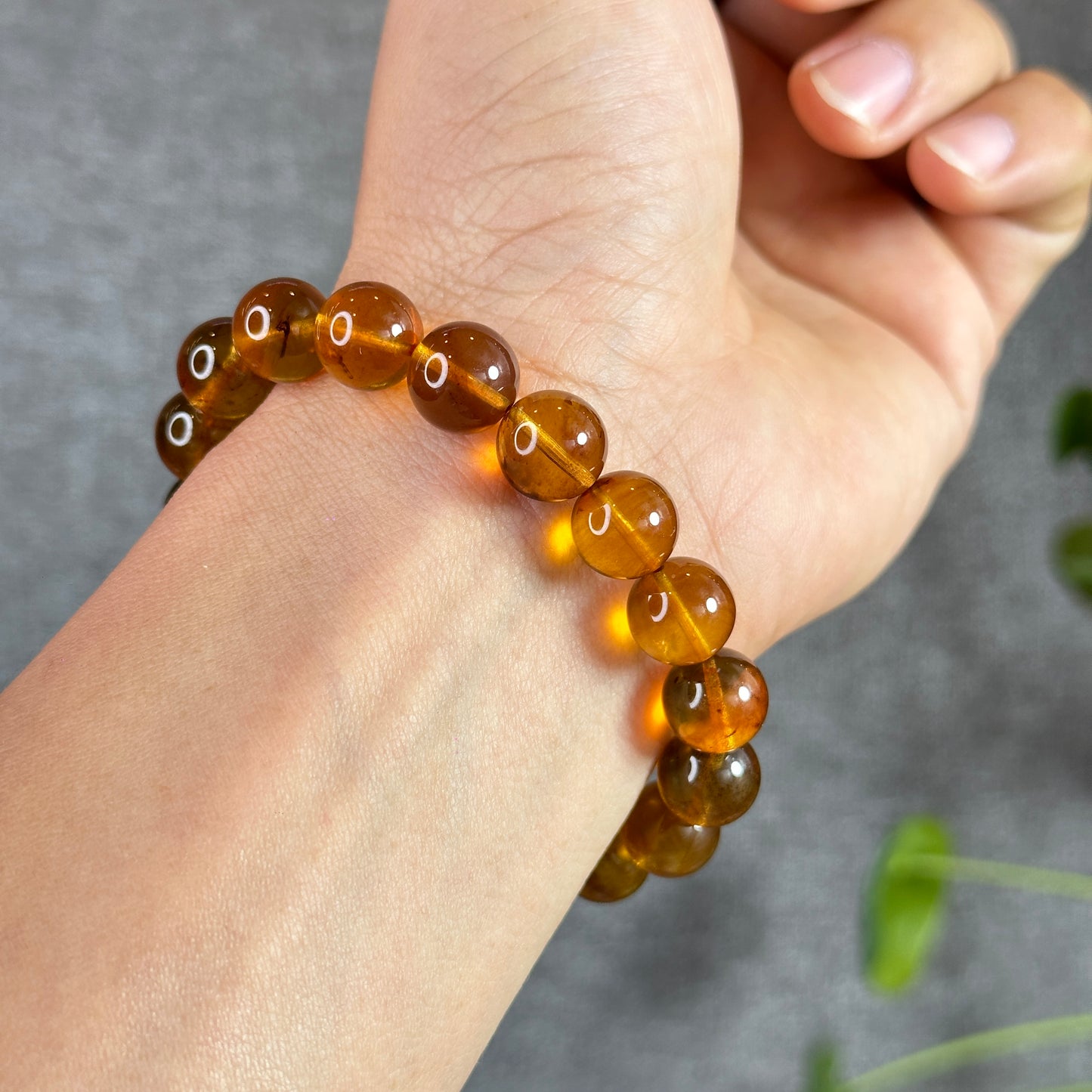 Natural Dominican Blue Flash Amber Bracelet Mix Bead 10.5 mm and 15 mm