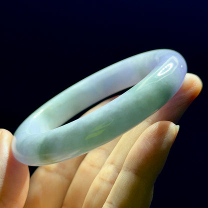 Purple Ivory Natural Jadeite Jade Bangle Leaf Style Size 53.5 mm