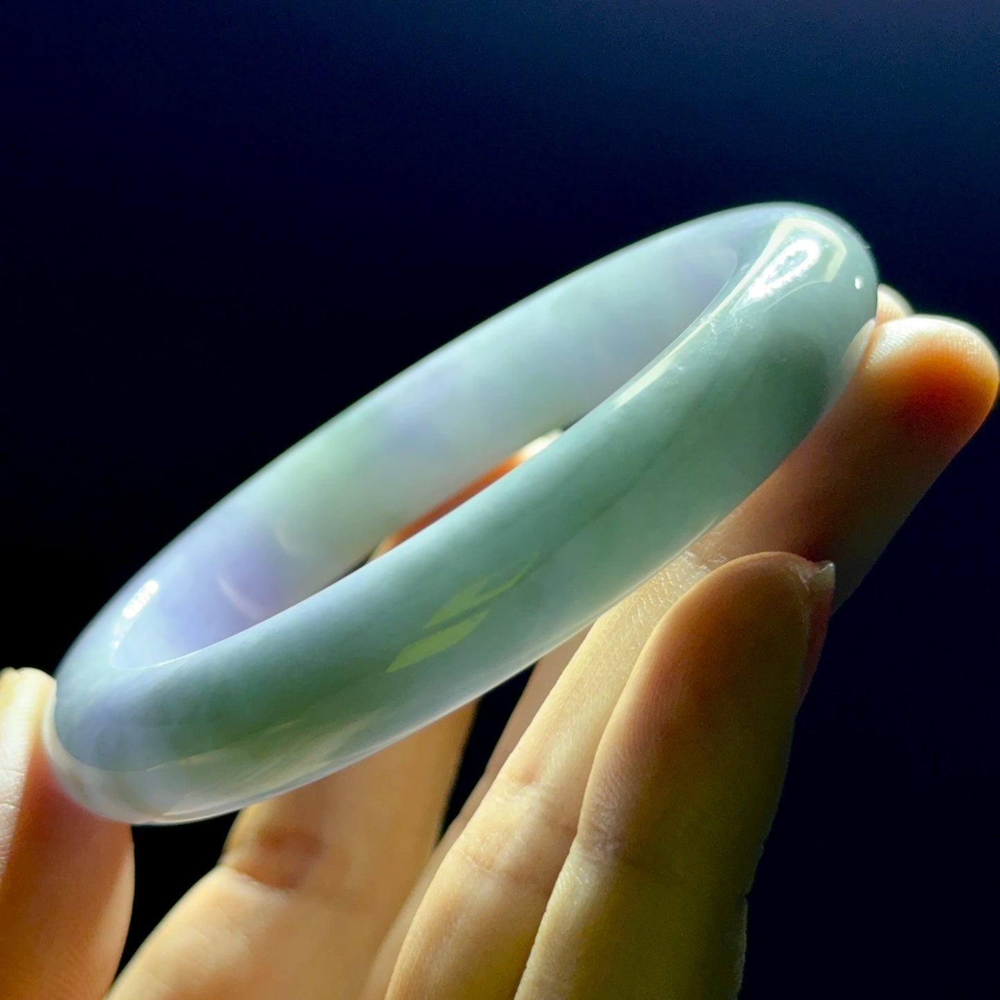 Purple Ivory Natural Jadeite Jade Bangle Leaf Style Size 53.5 mm