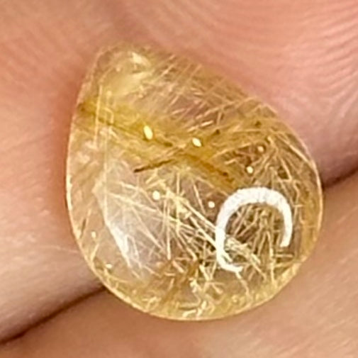 Pear Shape Natural Golden Rutilated Quartz Pendant/Charm