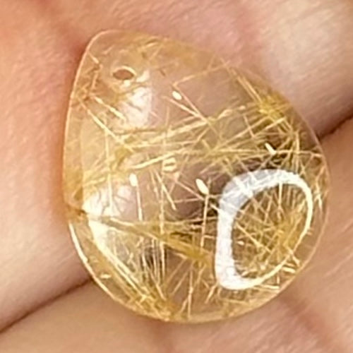 Pear Shape Natural Golden Rutilated Quartz Pendant/Charm