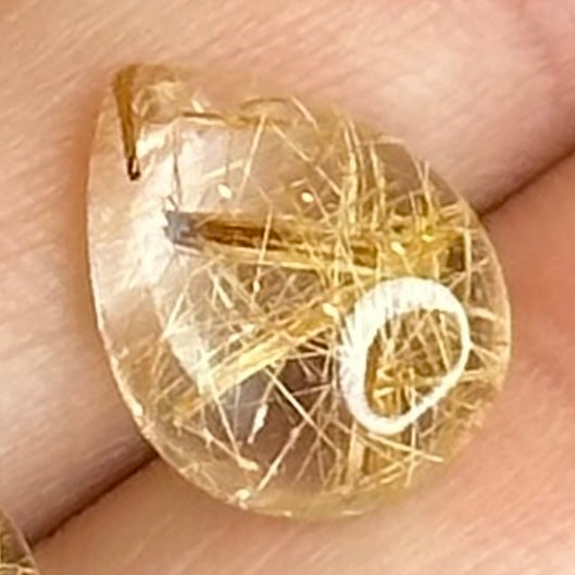 Pear Shape Natural Golden Rutilated Quartz Pendant/Charm
