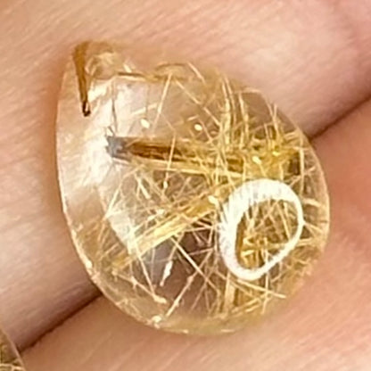 Pear Shape Natural Golden Rutilated Quartz Pendant/Charm