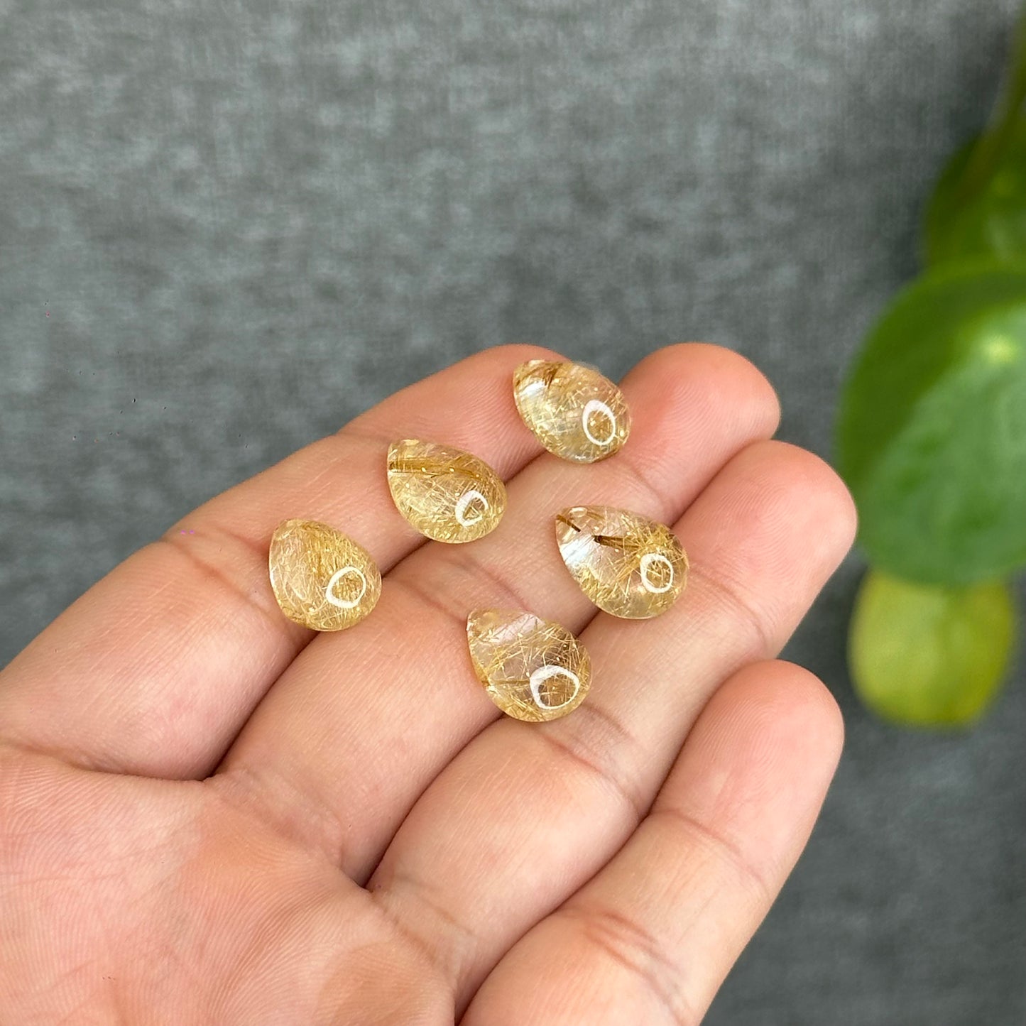 Pear Shape Natural Golden Rutilated Quartz Pendant/Charm