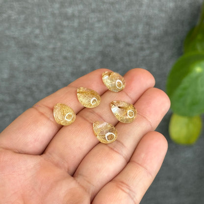 Pear Shape Natural Golden Rutilated Quartz Pendant/Charm